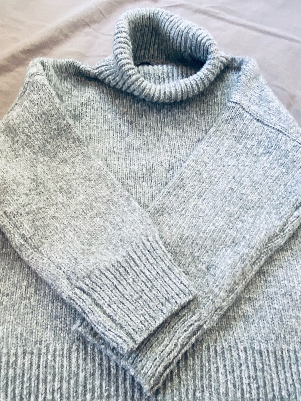 Zara Light Grey Ribbed Turtleneck Sweater